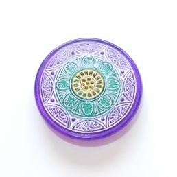 Sklenený gombík - Mandala - Fialovo-zelená
