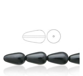 Voskové perly tvar kvapka - Hematitová - 10 ks