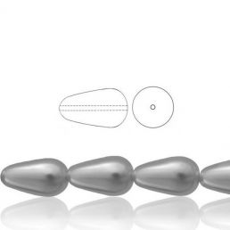 Voskové perly tvar kvapka - Šedá - 10 ks