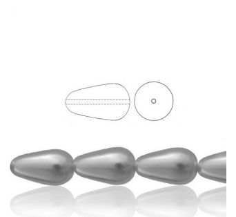 Voskové perly tvar kvapka - Šedá - 10 ks