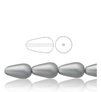 Voskové perly tvar kvapka - Matná šedá - 10 ks