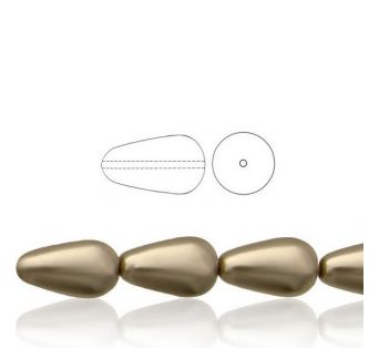 Voskové perly tvar kvapka - Platinum tmavé - 10 ks