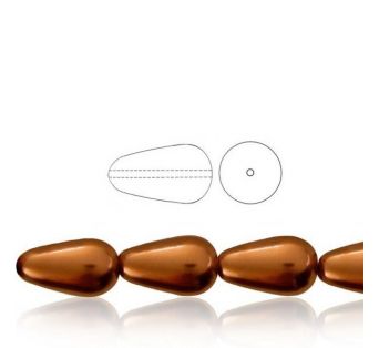 Voskové perly tvar kvapka - Hnedá medená - 10 ks