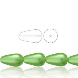 Voskové perly tvar kvapka - Zelená - 10 ks