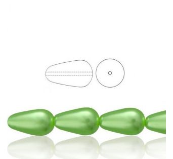 Voskové perly tvar kvapka - Zelená - 10 ks