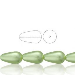 Voskové perly tvar kvapka - Svetlo zelená - 10 ks