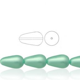 Voskové perly tvar kvapka - Matná zelenkavá - 10 ks