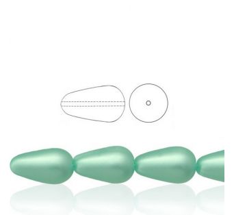 Voskové perly tvar kvapka - Matná zelenkavá - 10 ks