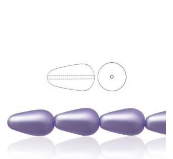 Voskové perly tvar kvapka - Matná fialová - 10 ks