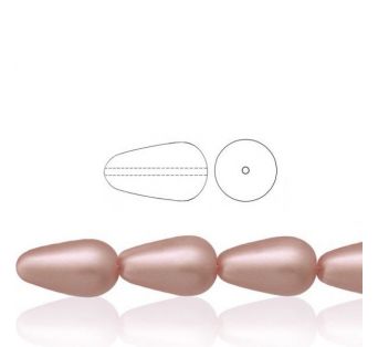 Voskové perly tvar kvapka - Matná staroružová - 10 ks