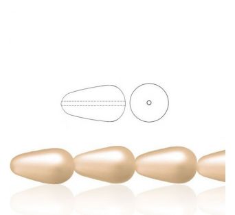 Voskové perly tvar kvapka - Matná marhuľová - 10 ks