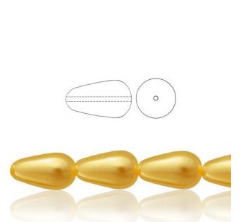 Voskové perly tvar kvapka - Zlatá tmavá - 10 ks