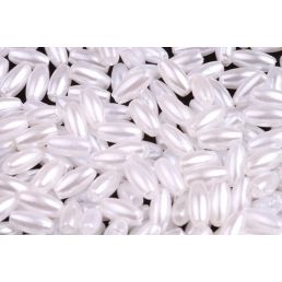 Plastové korálky oválne - ryža - 8 X 4 mm