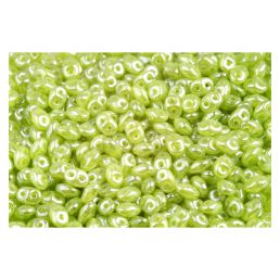 Superduo - OPAL GREEN WHITE LUSTER - 10 g
