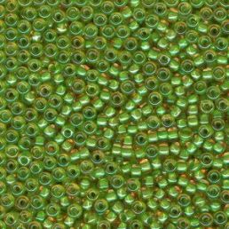 Toho round - 11/0 - Inside-ColorTopaz/Opaque Green Lined 10 g
