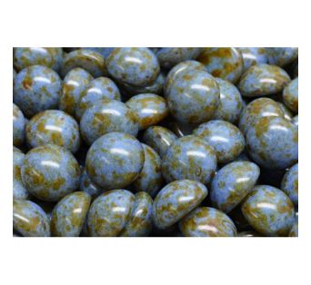 Sklenený kabošon - 02010-65325 (OPAQUE BLUE/GREEN POTTED)