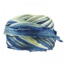 Hodvábna stuha SHIBORI - Indigo Gold - 10 cm