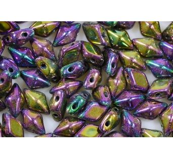 DiamonDuo 5x8 mm - Čierna s irisem 21495 - 20ks