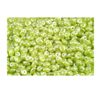 Superduo - OPAL GREEN WHITE LUSTER - 10 g