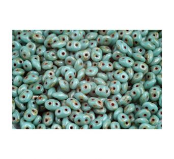 Superduo - TURQUOISE GREEN TRAVERTIN DARK - 10 g