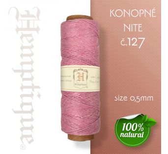 Konopná niť HEMP CORD - hrúbka 0,5mm - Svetlo Purpurová č.127 - 1 m