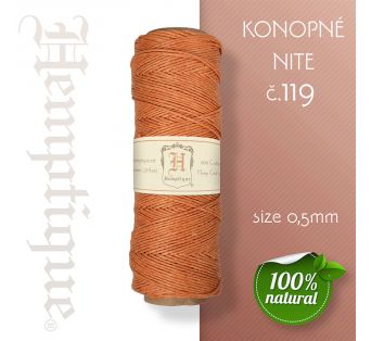 Konopná niť HEMP CORD - hrúbka 0,5mm - Horčicová č.119 - 1 m