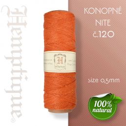 Konopná niť HEMP CORD - hrúbka 0,5mm - Oranžová č.120 - 1 m