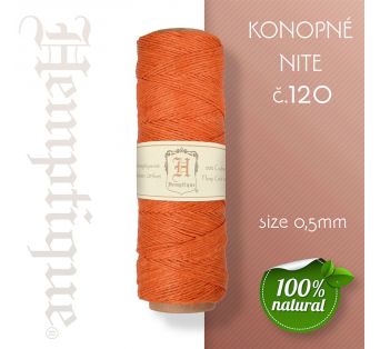 Konopná niť HEMP CORD - hrúbka 0,5mm - Oranžová č.120 - 1 m