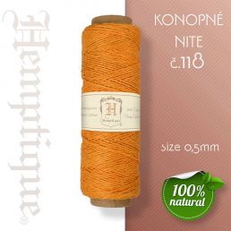 Konopná niť HEMP CORD - hrúbka 0,5mm - Tmavo Žltá č.118 - 1 m