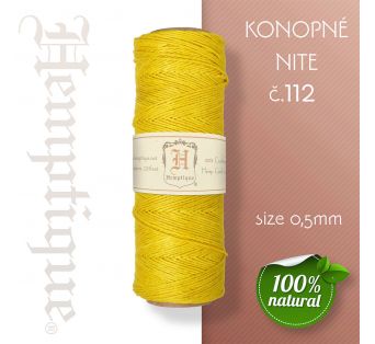 Konopná niť HEMP CORD - hrúbka 0,5mm - Žltá č.112 - 1 m