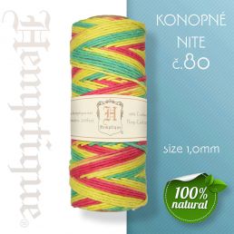 Konopná niť HEMP CORD - hrúbka 1 mm - Žlto - Zelená č.80 - 1 m