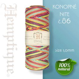 Konopná niť HEMP CORD - hrúbka 1 mm - Žlto - Červená č.86 - 1 m