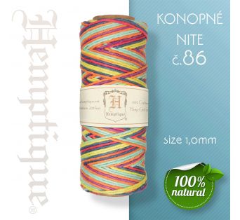 Konopná niť HEMP CORD - hrúbka 1 mm - Žlto - Červená č.86 - 1 m