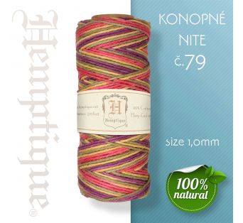 Konopná niť HEMP CORD - hrúbka 1 mm - Červeno - Fialová č.79 - 1 m