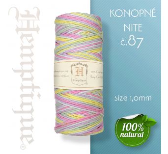 Konopná niť HEMP CORD - hrúbka 1 mm - Žlto - Modrá č.87 - 1 m