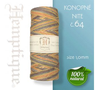 Konopná niť HEMP CORD - hrúbka 1 mm - Oranžovo - Hnedá  č.64 - 1 m