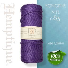 Konopná niť HEMP CORD - hrúbka 1 mm - Fialová č.83 - 1 m