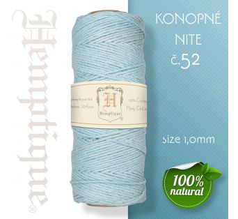 Konopná niť HEMP CORD - hrúbka 1 mm - Svetlo Modrá č.52 - 1 m