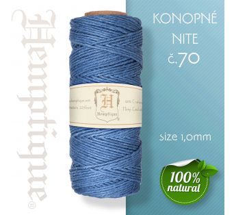 Konopná niť HEMP CORD - hrúbka 1 mm - Modrá č.70 - 1 m