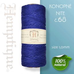 Konopná niť HEMP CORD - hrúbka 1 mm - Tmavo Modrá č.68 - 1 m