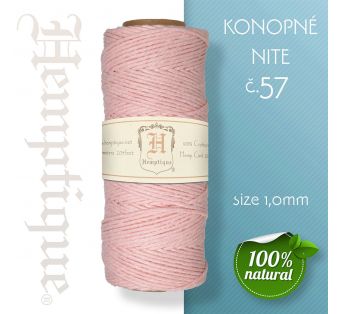 Konopná niť HEMP CORD - hrúbka 1 mm -  Svetloružová č.57 - 1 m