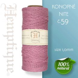 Konopná niť HEMP CORD - hrúbka 1 mm -  Ružová č.59 - 1 m