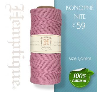 Konopná niť HEMP CORD - hrúbka 1 mm -  Ružová č.59 - 1 m