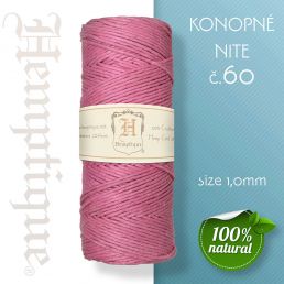 Konopná niť HEMP CORD - hrúbka 1 mm -  Ružová č.60 - 1 m