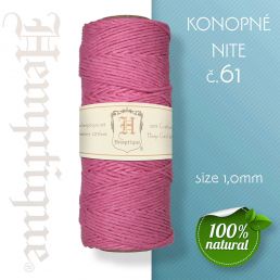 Konopná niť HEMP CORD - hrúbka 1 mm -  Ružová č.61 - 1 m