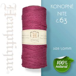 Konopná niť HEMP CORD - hrúbka 1 mm -  Purpurová č.63 - 1 m