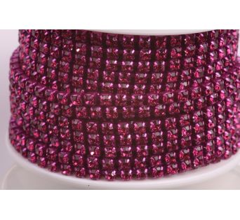 Štrasová metráž - Fuchsia 3 mm - 10 cm