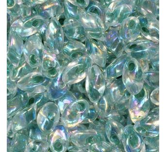Korálky MIYUKI Long MAGATAMA - 4x7mm - Moss Green Lined Crystal AB - 5g