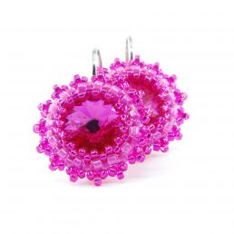 Ručne šité náušnice - Fuchsia - 25016