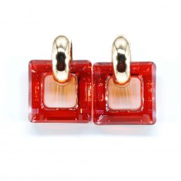 ELEGANTNÉ napichovacie náušnice - Štvorec Red Magma